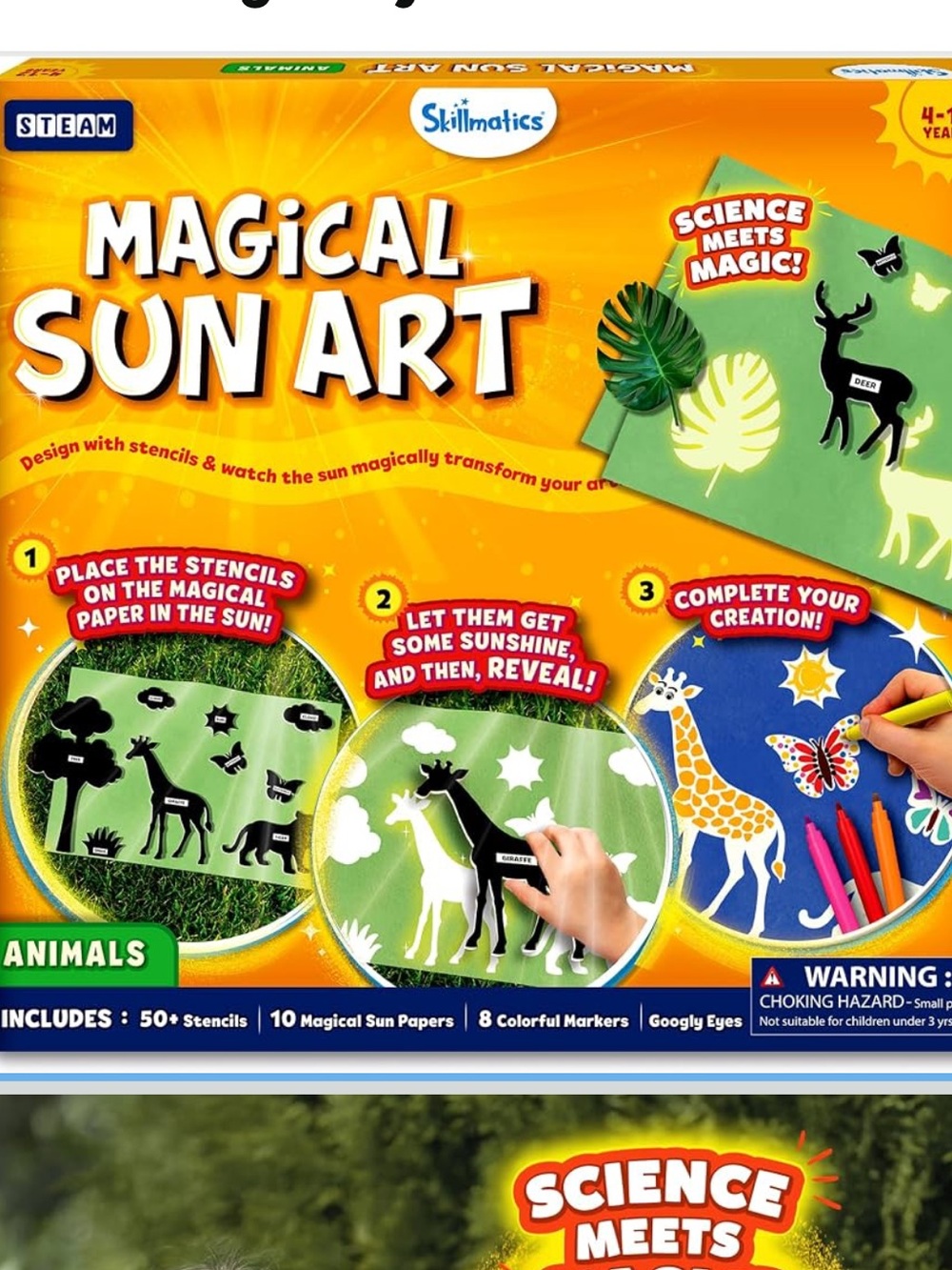 Skillmatics Magical Sun Art – Animals, STEM Paper Craft Kit, Gift for Kids